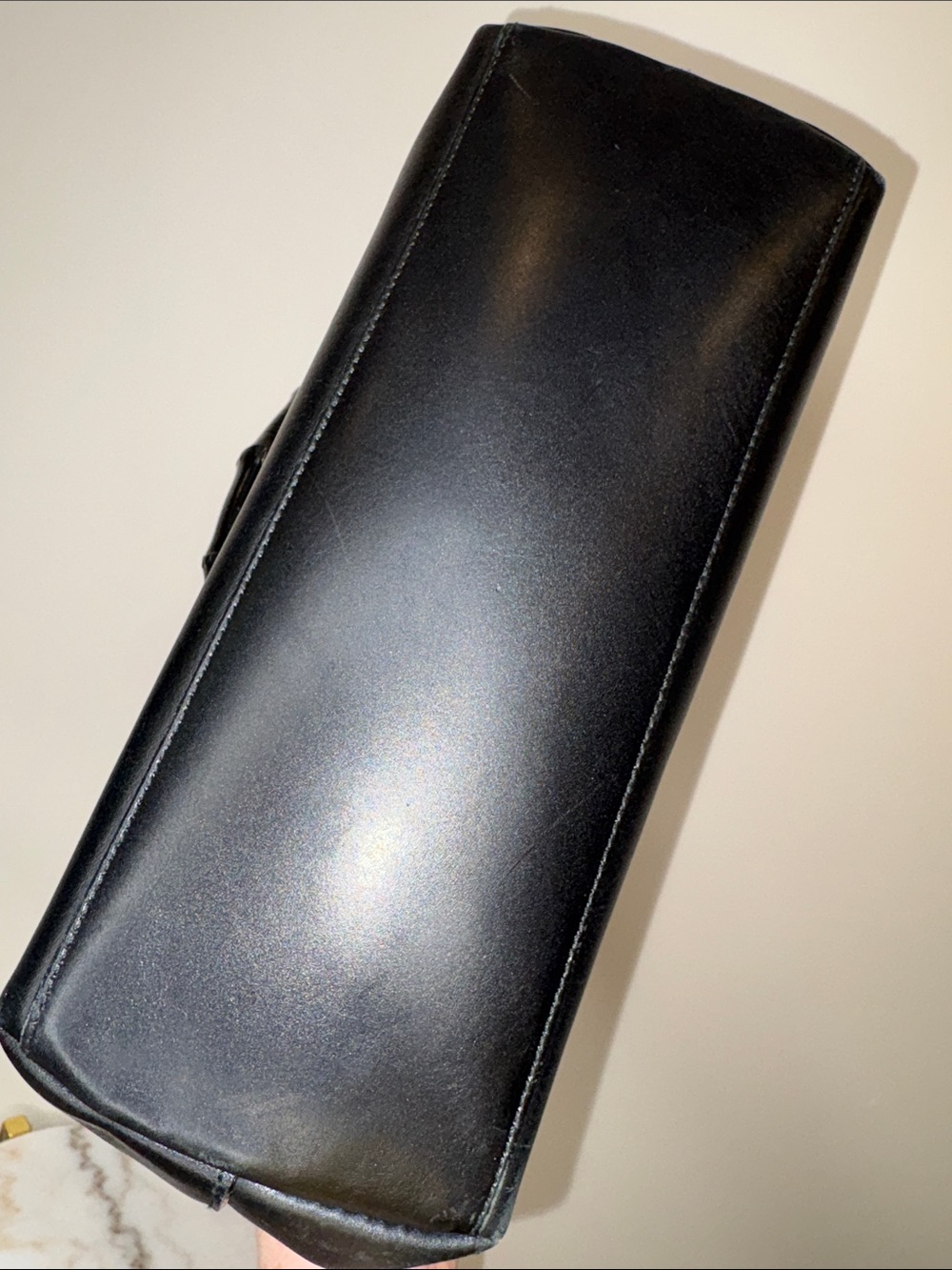 GUCCI Black Bamboo Handle Leather Purse w/ attached Zip Pouch - Picture 4 of 9